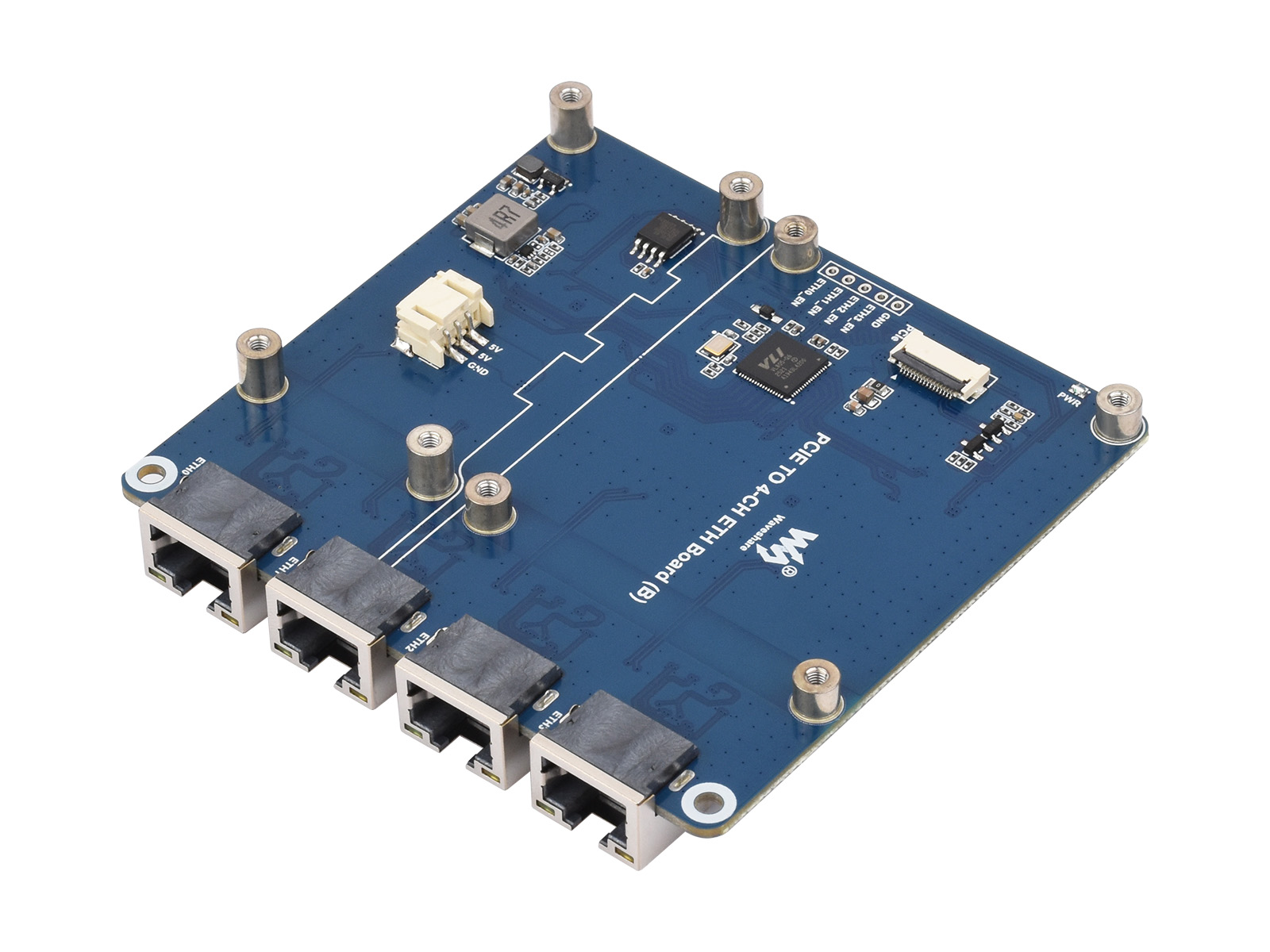 Waveshare PCIe TO 4-Ch Gigabit - đánh giá và giá Raspberry Pi 5